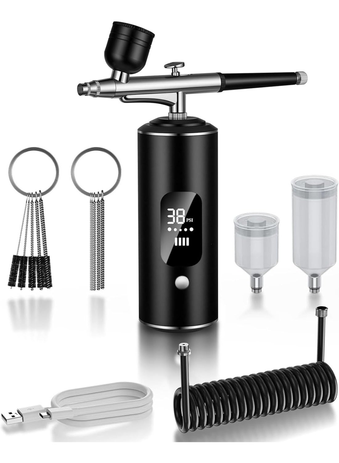 Airbrush Kit with Compressor - Nail Styler, 48PSI Screen Display Airbrush, Rechargeable Cordless Airbrush Machine for Manicure, Make-up, Painting, Cake Decoration